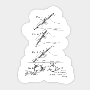 Pen or Pencil Holder Vintage Patent Hand Drawing Sticker
